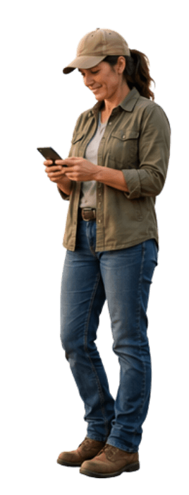 Grower checking the Agnomy app on her phone